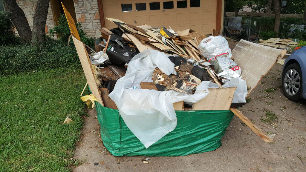 A large bag full of trash